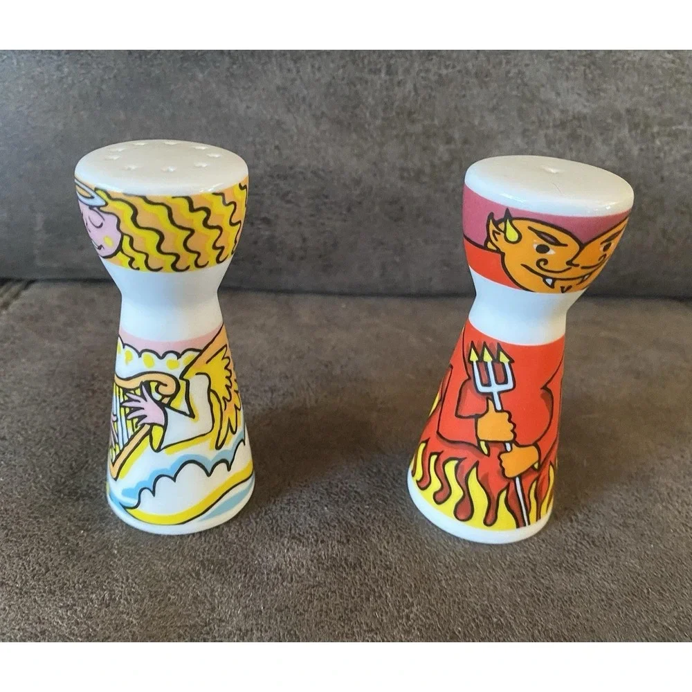 Ritzenhoff Tim Davies Angel Devil Salt & Pepper Shakers German Unique Good Evil